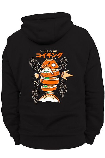 remonz Pokemon Fish Back Βαμβακερό εμπριμέ, 3 Ipl. Ανυψωμένο, Fleece Εσωτερικά, Πολύ Χοντρό Hoodie