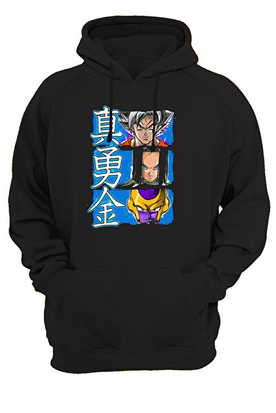 remonz Dragonball Printed 3 Ipl. Ανυψωμένο 600 γρ. Φούτερ με μαύρη κουκούλα F...