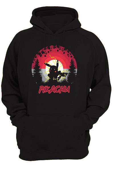 remonz Pokemon Pikachu με στάμπα, 100% βαμβάκι, 3 κλωστές. Ανυψωμένο, Fleece Εσωτερικά, Πολύ Χοντρό Hoodie