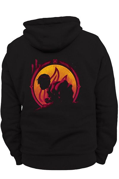 remonz Avatar Firebender Πίσω εμπριμέ, 100% βαμβάκι, 3 κλωστές. Ανυψωμένο, Fleece Εσωτερικά, Πολύ Χοντρό Hoodie