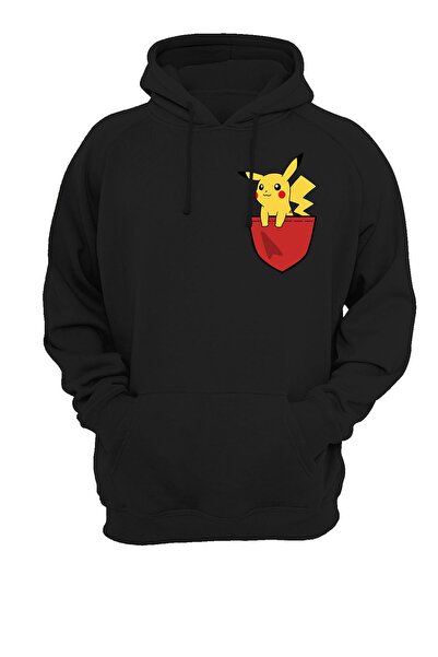 remonz Φούτερ με κουκούλα με στάμπα τσέπης Pikcahu χωρίς φερμουάρ