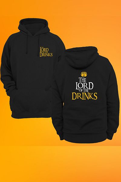remonz Lord Of The Drinks Εκτυπωμένο 3 Ipl. Ανυψωμένο, Fleece Εσωτερικά, Παχύ (600 GR.) Μαύρο φούτερ