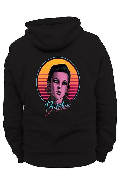 remonz Stranger Things Πίσω εμπριμέ βαμβακερό, 3 ράβδοι, φλις εσωτερικά, πολύ χοντρό κουκούλα