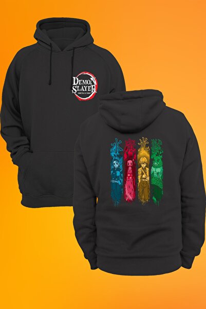 remonz Demon Slayer Printed 3 Ipl. Ανυψωμένο, Παχύ (600 GR.) Φούτερ με φλις κουκούλα