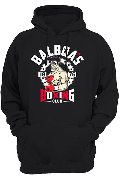 remonz Φούτερ με κουκούλα Balboa Boxing Club με στάμπα διπλής όψης χωρίς φερμουάρ