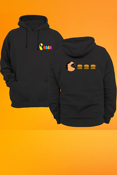 remonz Φούτερ με κουκούλα με στάμπα Pac-man χωρίς φερμουάρ