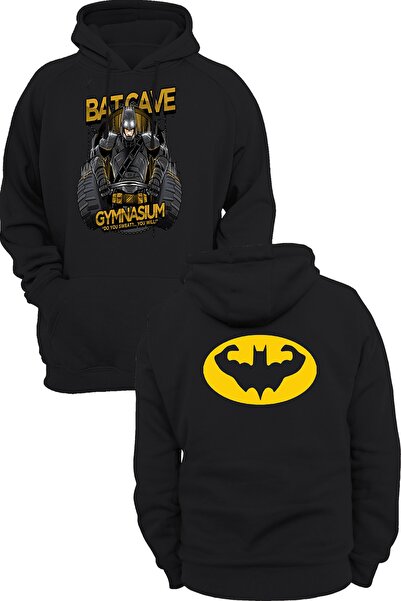 remonz سويت شيرت بغطاء للرأس بطباعة مزدوجة غير مضغوطة من Batman Gym
