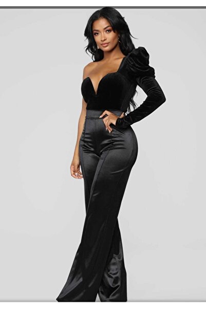 by serkan design Siyah Geniş Paça Cappuccino Saten Pantolon