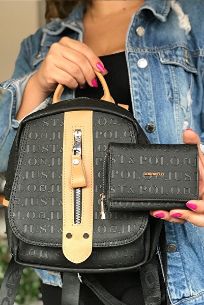 Just Polo حقيبة ظهر نسائية مبطنة متعددة الأقسام مع حزام قابل للتعديل 4058-gd