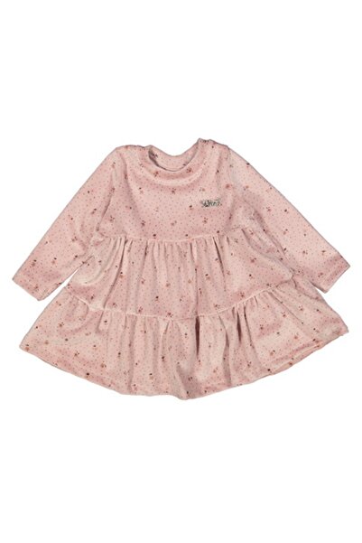 Ladies Kız Bebek Pinky Kadife Çiçek Desenli Elbise