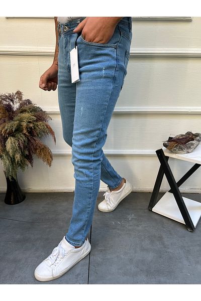 ENERJİN Ανδρικό τζιν Skinny Fit Lycra γαλάζιο με καρτελάκια