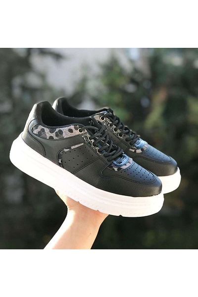 Pandalina Negru - Pantofi sport cu model leopard Pantofi sport pentru femei, moale, confortabili, cu talpă anti-alunecare