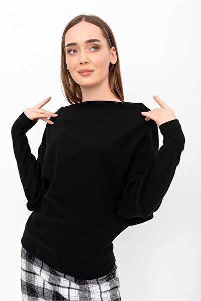 Laranor Black Collar Opening Adjustable Bat Sleeve Knitwear Sweater&Blouse