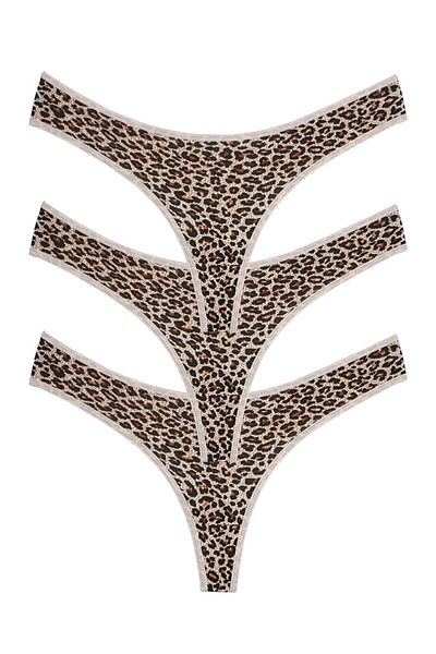 Perita.Life Women'S, Leopard Print, Cotton 3-Piece Thong, String