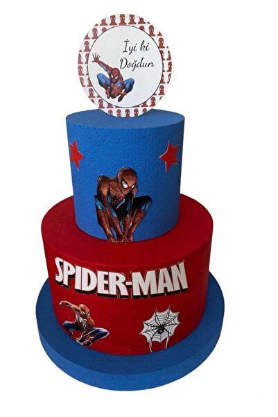 Maviş Süs Strafor Maket Pasta-spiderman (doğum Günü Süsleme-parti Malzemeleri)