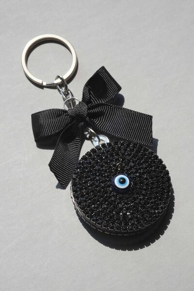 TASARIM ARABAM ATİKE ELİF AKIN Black Evil Eye Keychain & Black Ribbon