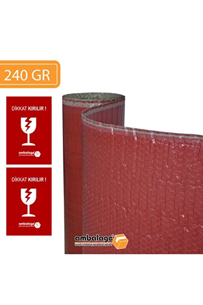 Ambalage Balonlu Naylon 155cm X 10m Kalın Havalı Naylon Kırmızı Üç Katlı Kırm...