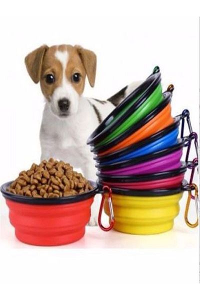 TUĞRA PET MARKET Pet Cat Dog Portable Folding Food And Water Bowl Practical Container