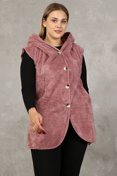 Kardelen Butik Ümraniye Welsoft Fleece Vest with Dusty Rose Buttons
