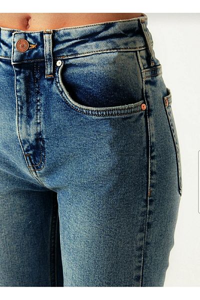 Ramrod Emma Slit Medium Snow Wash Blue Lycra Blue Taie Super High Loose Jeans Pantaloni Palazzo