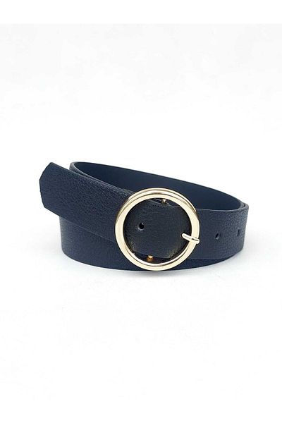 Kemerix Women's Black Gold Ring Buckle Belt