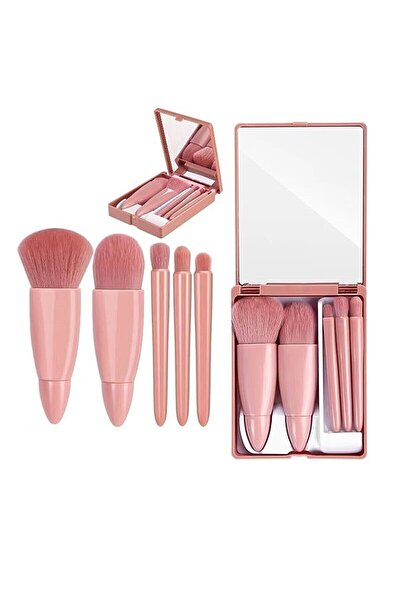 NİYENABEAUTY مجموعة فرشاة فاخرة ذات مرآة شفافة مكونة من 5 فرش ذات مرآة