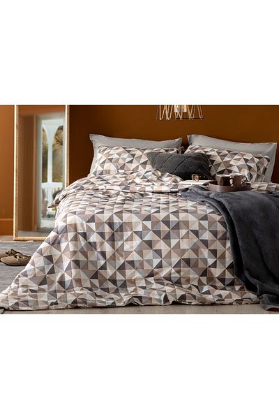 English Home Set cuvertură de pilota din bumbac Trigon King Size - 240x220 Cm Gri Bej