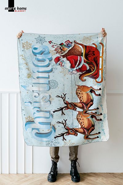 Marte Home New Year & Christmas Patterned Double Sided Printed 100x170 Cm Polar TV Blanket