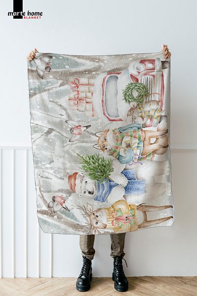 Marte Home New Year & Christmas Patterned Double Sided Printed 100x170 Cm Polar TV Blanket
