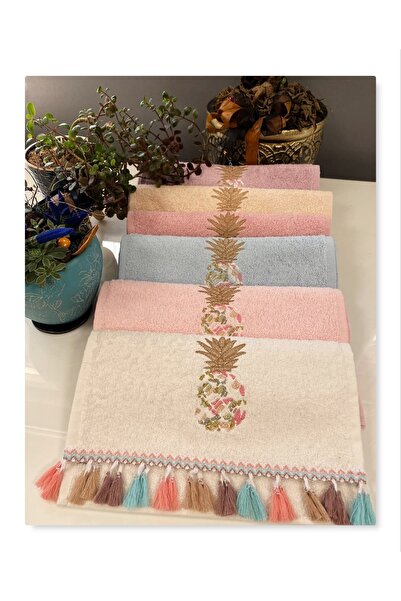 begenal home Flora Bukle Ananas 6'lı El Ve Yüz Havlu Seti / 30x50 Cm