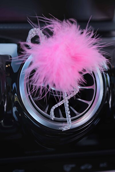 TASARIM ARABAM ATİKE ELİF AKIN Flamingo Koku Gümüş Taş & Şeker Pembe Tüy