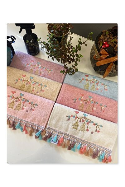 begenal home Flora Bukle Kafes 6'lı El Ve Yüz Havlu Seti / 30x50 Cm
