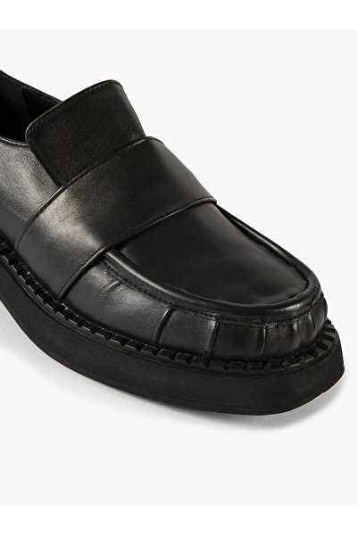 Favgi Siyah Deri Kadın Loafer 2710