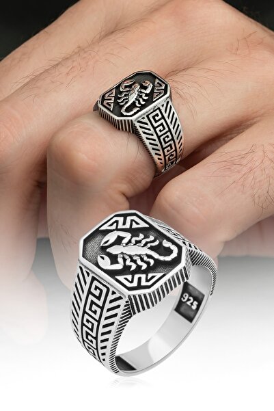 ALYANSEVİM Akrep Desenli Taşsız 925 Gümüş Erkek Yüzük