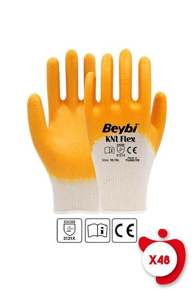 Beybi Kn1 Flex Yellow Cotton Nitrile Work Gloves Size 10 48 Pairs