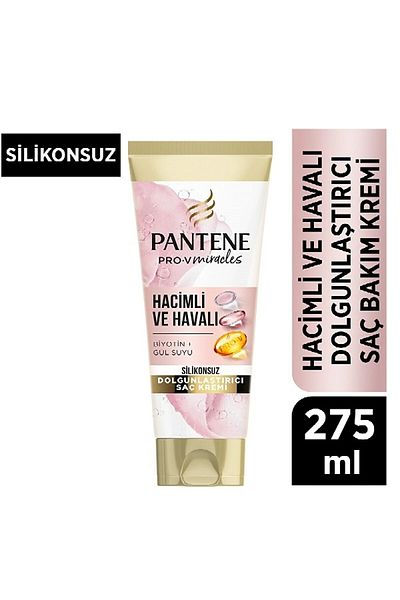 Pantene Pro-v Volumizing Silicone-Free Plumping Hair Care Cream with Biotin and Rose Water Extract 275 Ml