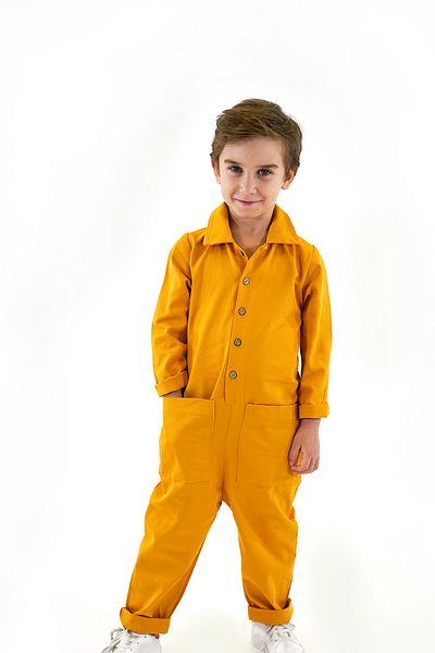 Catz Kids Jumpsuit with Mustard Gabardine Collar and 2 Pockets