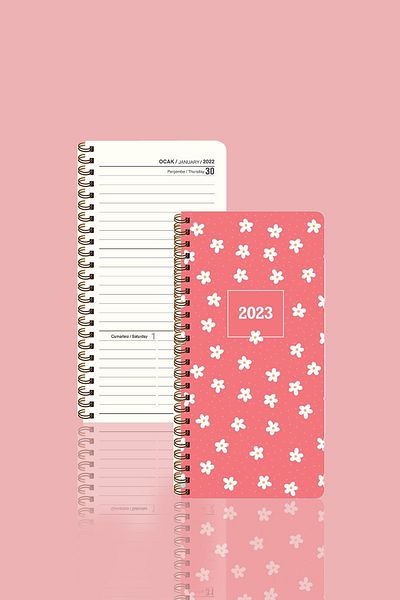 Four Office Keskin Ajanda 8x16 Weekly Spiral Pocket Ajanda Tiny Daisy