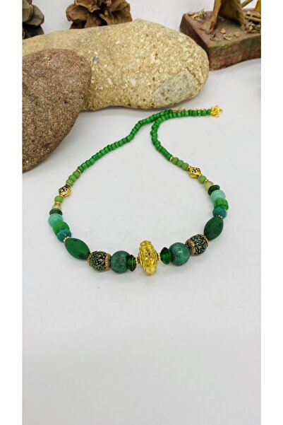 Porsuk Alternatif قلادة مصنوعة يدويًا من البورسلين البوهيمي الهبي الأصيل مع جهاز