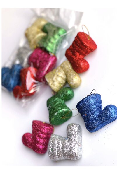 QUEEN AKSESUAR Yeni Yıl Yılbaşı Ithal Lüks Çam Ağacı Simli Noel Baba Ayakkabı...