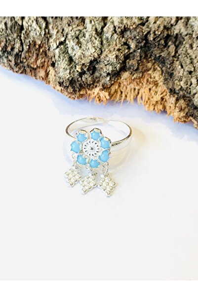 salkersilver Mardin Telkari Firüze Taşlı Beyaz Gümüş Set Takımı