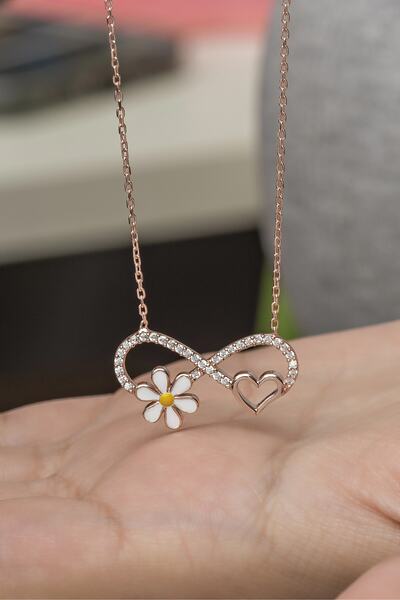 Nereze 925 Ayar Gümüş Papatya Detay Sonsuza Dek Kalbimdesin Kolye