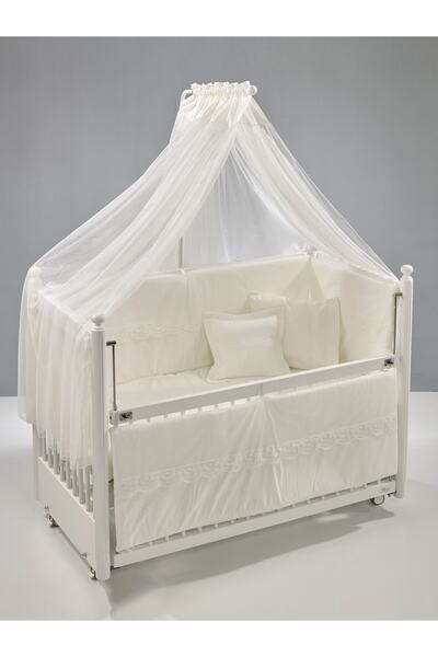 Meltem Smart Mondo Anne Yanı Ahşap Sallanır Beşik 60x120 cm (beyaz-krem)