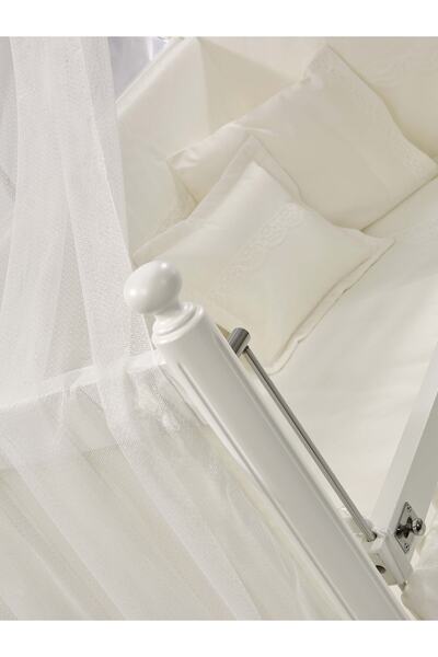 Meltem Smart Mondo Anne Yanı Ahşap Sallanır Beşik 60x120 cm (beyaz-krem)