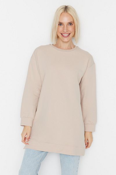 Trendyol Modest Braun-Beige 2er-Pack Basic-Strick-Sweatshirt mit Rundhalsausschnitt TCTAW22TW0152