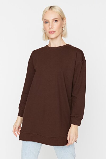 Trendyol Modest Hnědo-béžová 2 Pack Crew Neck Basic Pletená mikina TCTAW22TW0152
