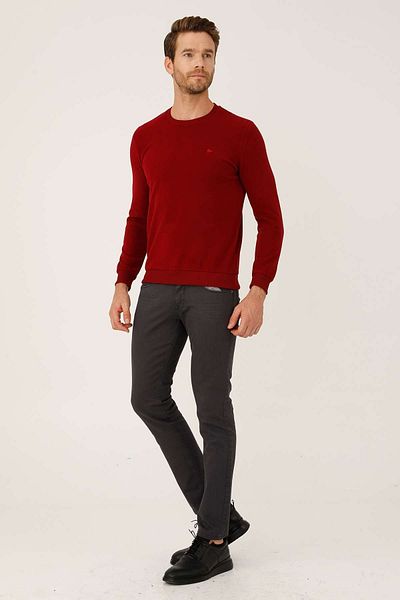 İgs Men's Claret Red Standard Crew Neck Knitwear