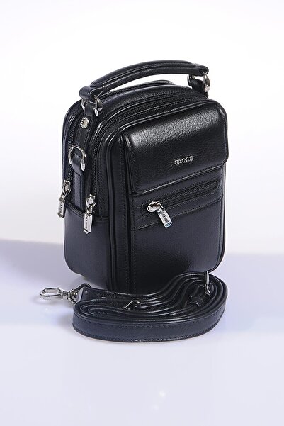 Grande Deri Geantă de mână din piele pentru bărbați, geantă neagră