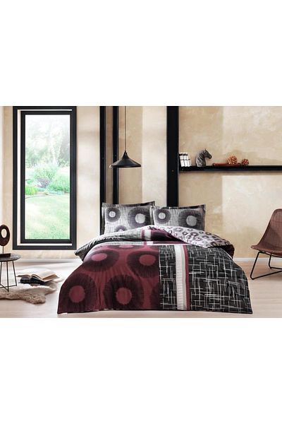 Taç Cotton Satin Bedding Set Lionel Claret Red Double