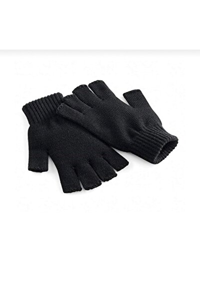 Genel Markalar Unisex Siyah Yarım Parmaklı Kesik Eldiven